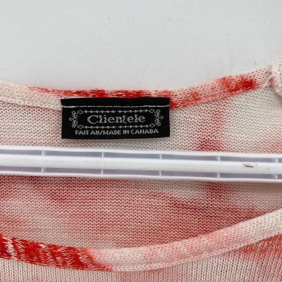 🎁5/$25 Clientele Woman's Shirt Tie Die White with Orange Design 3/4 Sleeve - Picture 5 of 8